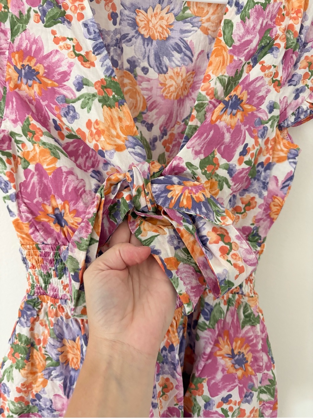 Hello Molly Purple Pink Full Of Passions Ruffle Cut Out Tie Top Mini Dress 4 - Picture 7 of 12